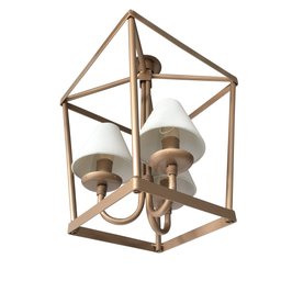 Pendente Rustico Estilo Lampião Decorativo Com cúpula De algodão Libertas Rosas Artesanato Dourado - 5