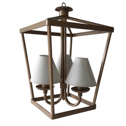 Pendente Rustico Estilo Lampião Decorativo Com cúpula De algodão Libertas Rosas Artesanato Dourado - 3
