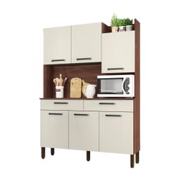 Armário de Cozinha Compacta 6 Portas 2 Gavetas Modena - Nogueira/off White - 7