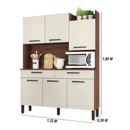 Armário de Cozinha Compacta 6 Portas 2 Gavetas Modena - Nogueira/off White - 2