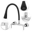 Ver imagem 2 de Torneira Misturador Gourmet Preto Flexível Cozinha Parede
