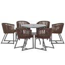 Ver imagem 1 de Mesa com 6 Cadeiras de Jantar Roma 120cm e Noronha em Alumínio Preto Corda Náutica Estofado 9 Trama