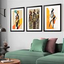 Ver imagem 1 de Kit 3 Quadros Grandes Mulheres Negras Street Art 60x48cm:moldura Branca