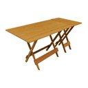 Ver imagem 1 de Conjunto De Mesa Dobrável 120X70 Em Madeira Maciça Com Mesa Aparador - Mel - Marrom
