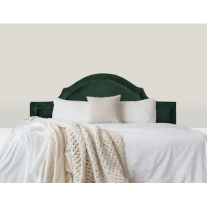 Cabeceira Queen Curva 160x60cm Luxo Estofada Com Tachas - Suede Verde Esmeralda