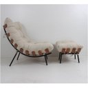 Ver imagem 2 de Poltrona Clássica para Sala Quarto Costela com Puff Base Preta Madeira Imbuia Linho L 48 Aya Poltron