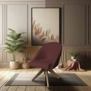 Ver imagem 2 de Poltrona Cadeira Giratória Bela Suede Marsala Base de Madeira - Pallazio