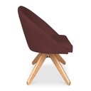 Ver imagem 4 de Poltrona Cadeira Giratória Bela Suede Marsala Base de Madeira - Pallazio