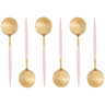 Cj 6 Colheres de Sobremesa Aço Inox Ópera Champanhe Rosa Lyor - 1