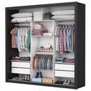 Ver imagem 4 de Guarda-Roupa Casal 3 Portas de Correr com Espelho 4 Gavetas Isabela Luxo Preto - Carioca Móveis