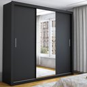 Ver imagem 1 de Guarda-Roupa Casal 3 Portas de Correr com Espelho 4 Gavetas Isabela Luxo Preto - Carioca Móveis