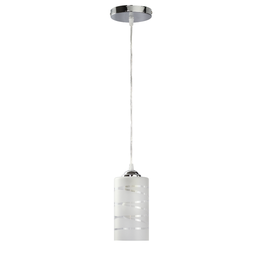 Luminária Pendente Atenas Vidro Jateado Detalhes Transparente Balção Sala Quarto 1 E-27 Branco Bivol - 1