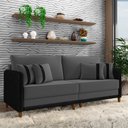 Ver imagem 1 de Sofá Montecarlo 2 Lugares 212cm Veludo/pu Grafite/preto