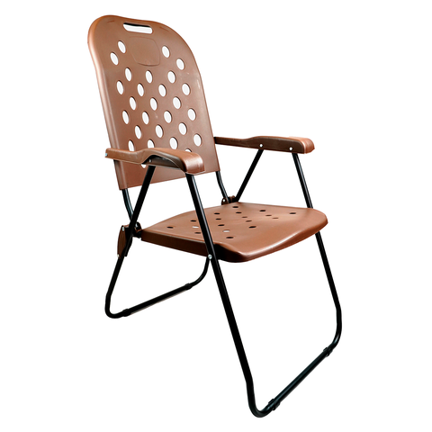 Cadeira Aço Carbono Praia Alta Dobrável Reforçado - Marrom