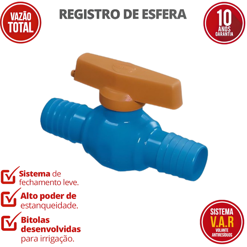 Registro de Esfera com União Dentada Pvc Bitola 3/4'' Cor Azul Irriga Durín - 2