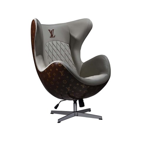 Poltrona Decorativa Egg Chair LV Branco/Marsala - Gran Belo