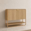 Ver imagem 1 de Sapateira Vertical Aparador 93cm Orgânica Industrial Alek A03 Hanover Dourado - Lyam Decor