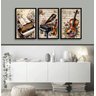 Kit 3 Quadros Piano e Violino Vintage - Flores 33x24cm - com Vidro:moldura Preta - 1