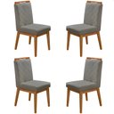 Ver imagem 1 de Kit 4 Cadeira de Jantar Estofada Luna Linho Cinza Base Madeira