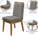 Ver imagem 5 de Kit 4 Cadeira de Jantar Estofada Luna Linho Cinza Base Madeira
