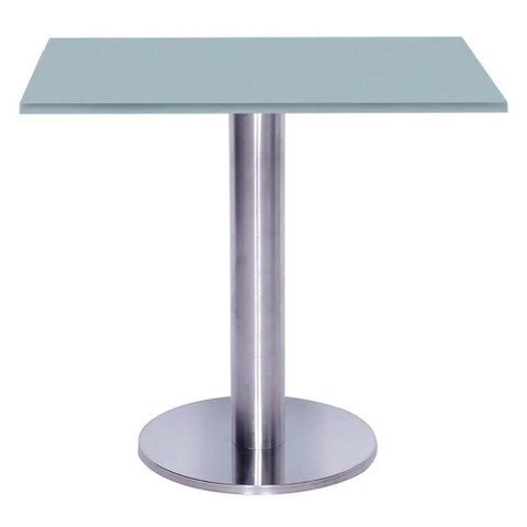 Mesa Beta Big Inox 75 Cm (alt) Disco Redondo Tampo Mdp Quadrado 80 Cm (larg) X 2,50 Cm (alt) Cinza