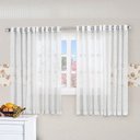 Ver imagem 2 de Cortina para Cozinha 2,00m X 1,70m Charme Tecido Renda Floral para Varão Simples - Branca