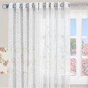 Ver imagem 1 de Cortina para Cozinha 2,00m X 1,70m Charme Tecido Renda Floral para Varão Simples - Branca