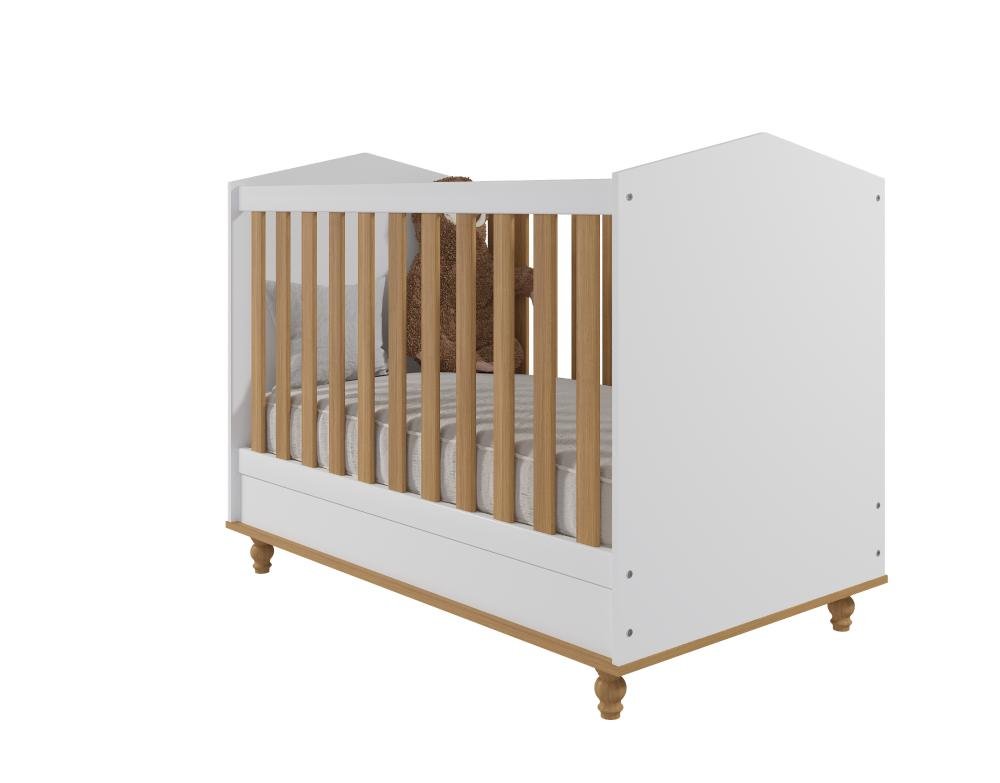 Quarto Infantil Comôda Casinha e Berço Mimo Branco/nature - 6