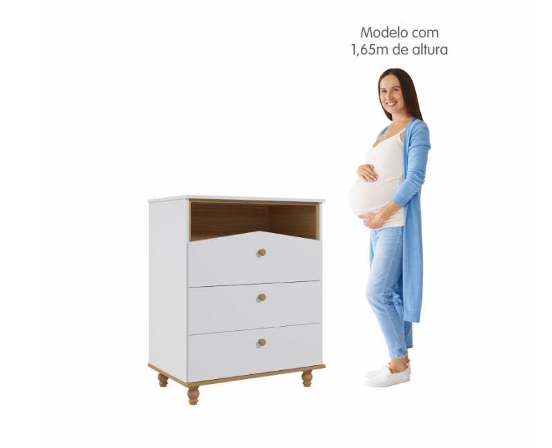 Quarto Infantil Comôda Casinha e Berço Mimo Branco/nature - 8