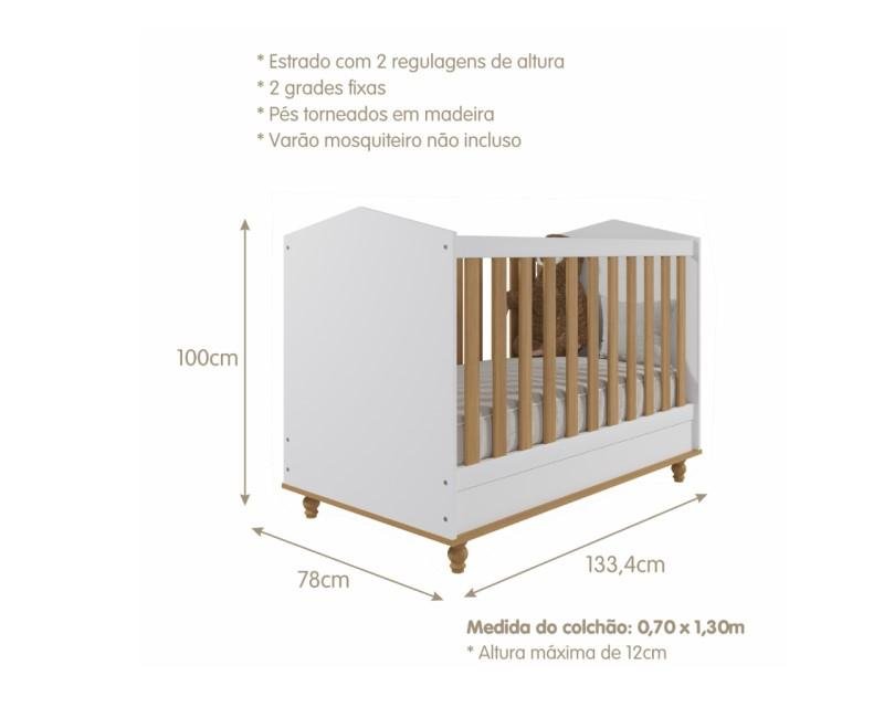 Quarto Infantil Comôda Casinha e Berço Mimo Branco/nature - 3