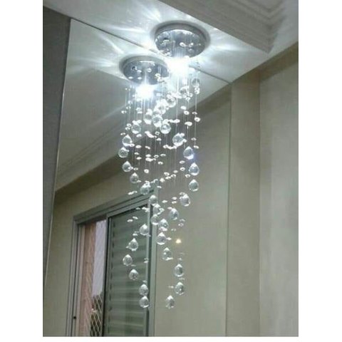 LUSTRE DE CRISTAL ESPIRAL PARA LAVABO, HALL SOCIAL, CABECEIRA DE CAMA, COM 1 METRO DE ALTURA