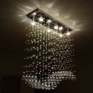 LUSTRE PARA SALA DE JANTAR,COM 80CM DE ALTURA EM CRISTAIS LEGÍTIMOS ASFOUR 30MM