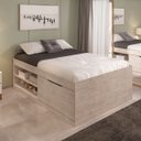 Ver imagem 1 de Cama Box Casal com Sapateira e Nichos Modelo Vanessa em Mdf:amarula