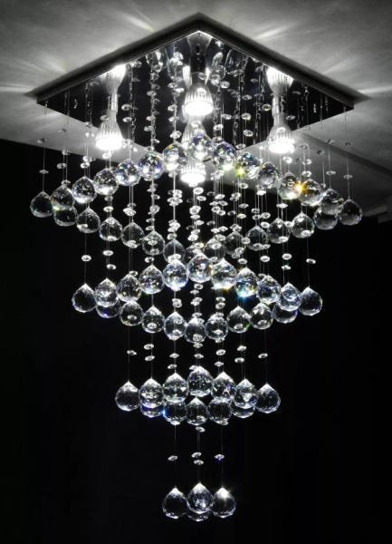 Lustre de Cristal para Sala, com 80 Cm de Altura e Lustre com 20cm de Altura Grátis