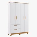 Ver imagem 1 de Guarda Roupa Bebê 4 Portas e 2 Gavetas Jujuba Nature/Branco - Permóbili Baby