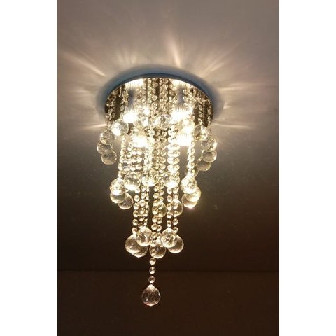 LUSTRE DE CRISTAL PARA SALA COM 50CM DE ALTURA, BASE DE INOX DE 30CM DE DIÂMETROS