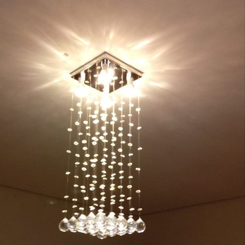 Lustre de Cristal k9, para quarto, base de inox 20x20cm com 70cm de Altura