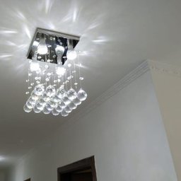 Lustre para Sala de Jantar/estar com 50cm de Altura, Chuva Reta de Cristais - 1
