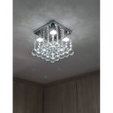 Ver imagem 1 de Lustre de Cristal para quarto/ hall social com 25cm de altura, base de inox espelhado de 20x20cm