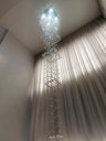 Ver imagem 5 de Lustre para Pé Direito Duplo Base de Inox Polido Espelhado de 70x70cm com 2,5 Metros de Altura