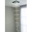Ver imagem 3 de Lustre para Pé Direito Duplo Base de Inox Polido Espelhado de 70x70cm com 2,5 Metros de Altura