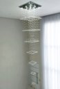 Ver imagem 3 de Lustre para Pé Direito Duplo Base de Inox Polido Espelhado de 70x70cm com 2,5 Metros de Altura