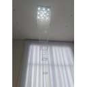 Ver imagem 1 de Lustre para Pé Direito Duplo Base de Inox Polido Espelhado de 70x70cm com 2,5 Metros de Altura