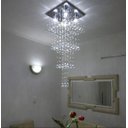 Ver imagem 1 de Lustre de Cristal para Sala Modelo Torre Base de Inox 38x38cm com 1,20 Metros de Altura