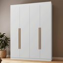 Ver imagem 1 de Guarda-Roupa Solteiro 4 Portas Batentes Branco/Branco/Rustic Netuno Madesa