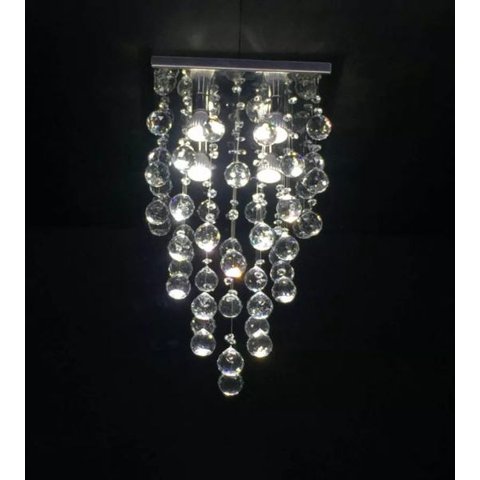 LUSTRE DE CRISTAL PARA SALA,QUARTO COM 40 CM DE ALTURA,BASE INOX ESPELHADO 30X30 CM