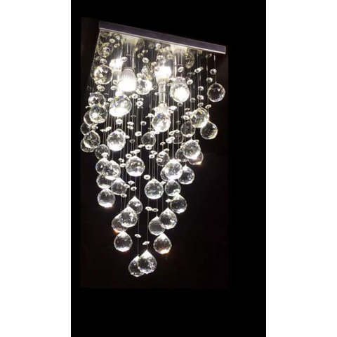 LUSTRE DE CRISTAL PARA SALA QUARTO COM 45 CM DE ALTURA,BASE DE INOX ESPELHADO 30X30 CM
