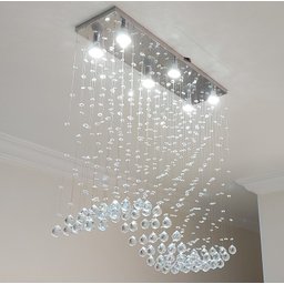 Lustre para Sala de Jantar Retangular de 70x20cm com Cristais Legítimos e Base de Inóx - 2