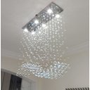 Ver imagem 3 de Lustre para Sala de Jantar Retangular de 70x20cm com Cristais Legítimos e Base de Inóx