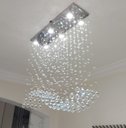Ver imagem 3 de Lustre para Sala de Jantar Retangular de 70x20cm com Cristais Legítimos e Base de Inóx